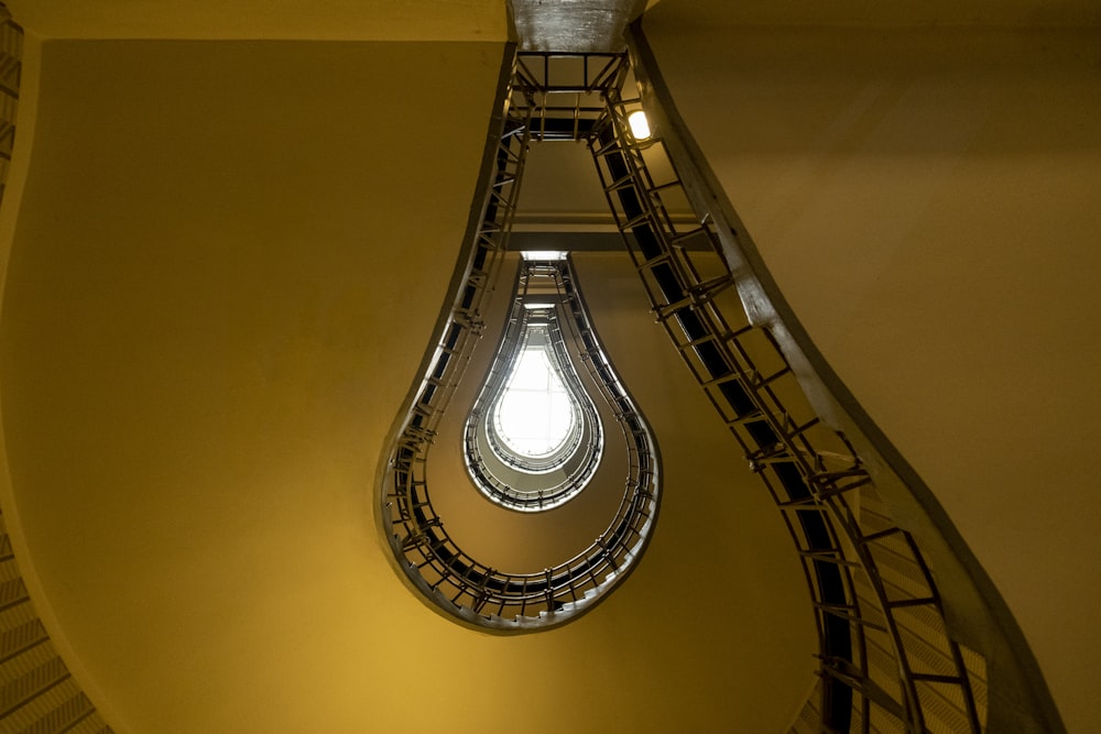 a light bulb hanging from the ceiling of a building