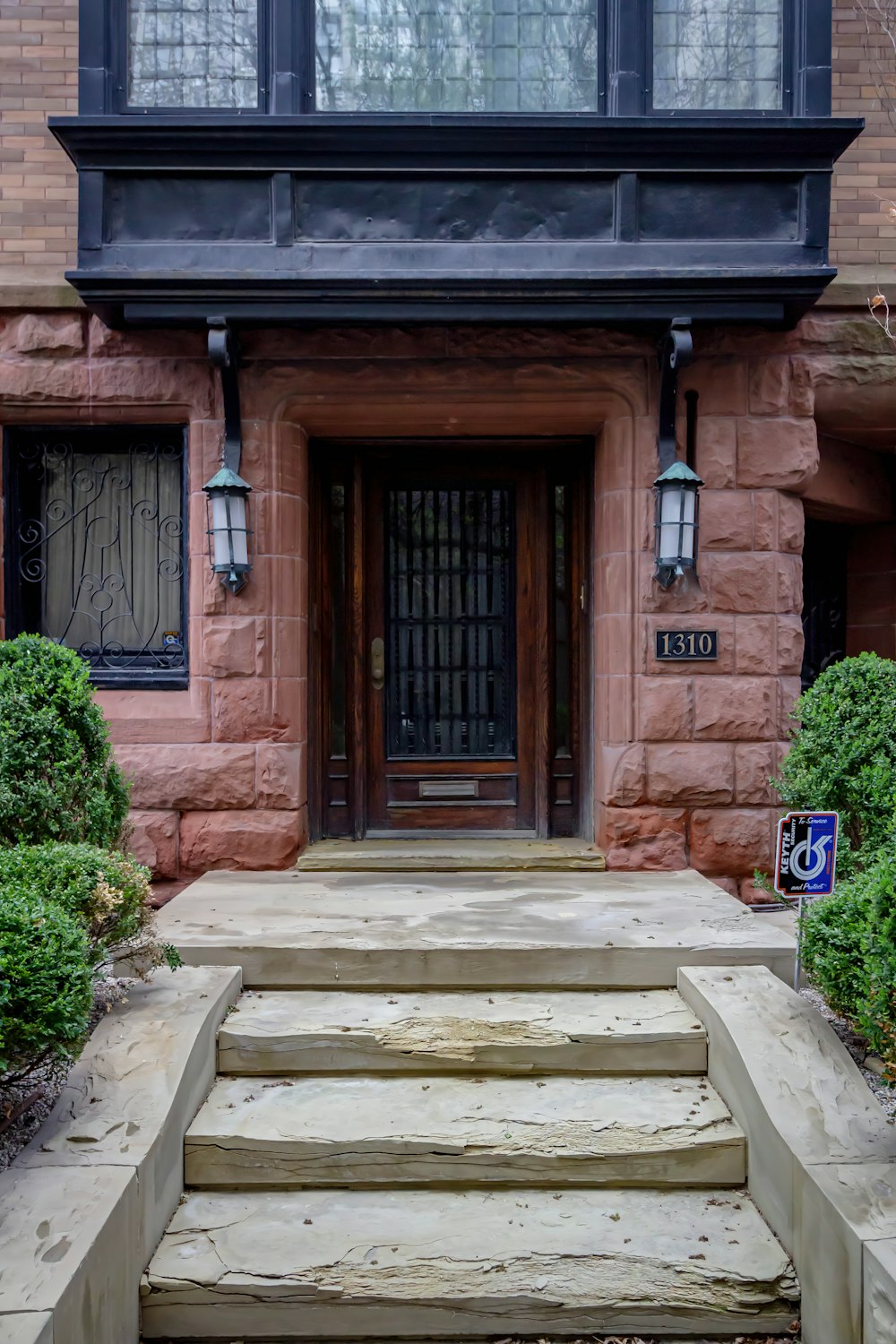 a set of steps leading up to a door