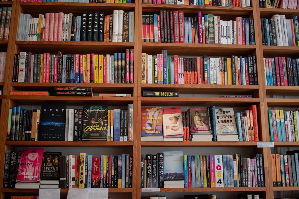 a book shelf filled with lots of books