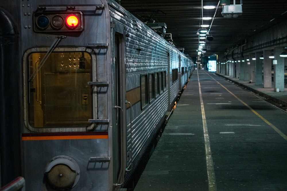 a train is stopped at a train station