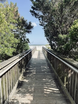 a wooden walkway leading to the beach