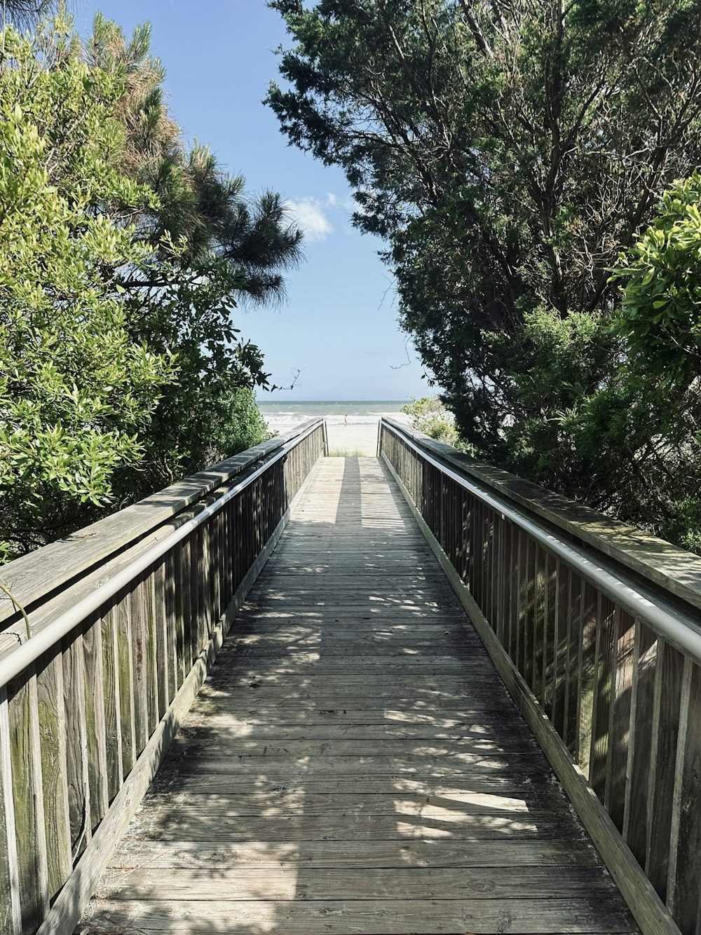 ein Holzsteg, der zum Strand führt