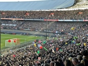 Fans wearing Valletta F.C. merchandise cheering in the stadium stands.