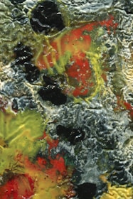 An intimate view of paint textures creating depth and movement in a contemporary abstract piece.