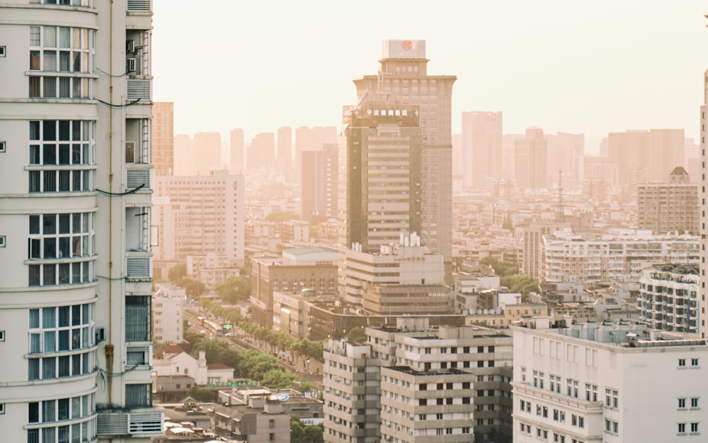 a view of a city from a high rise building