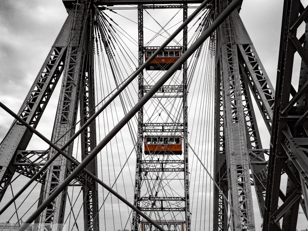 a tall bridge with lots of metal beams