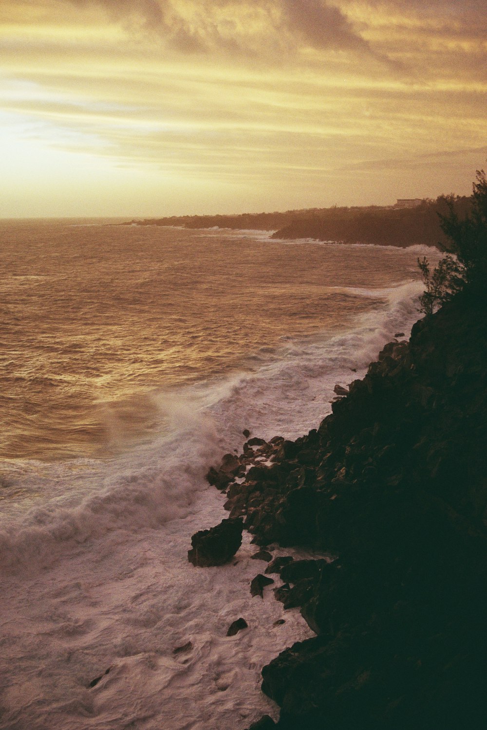 a view of the ocean from a cliff