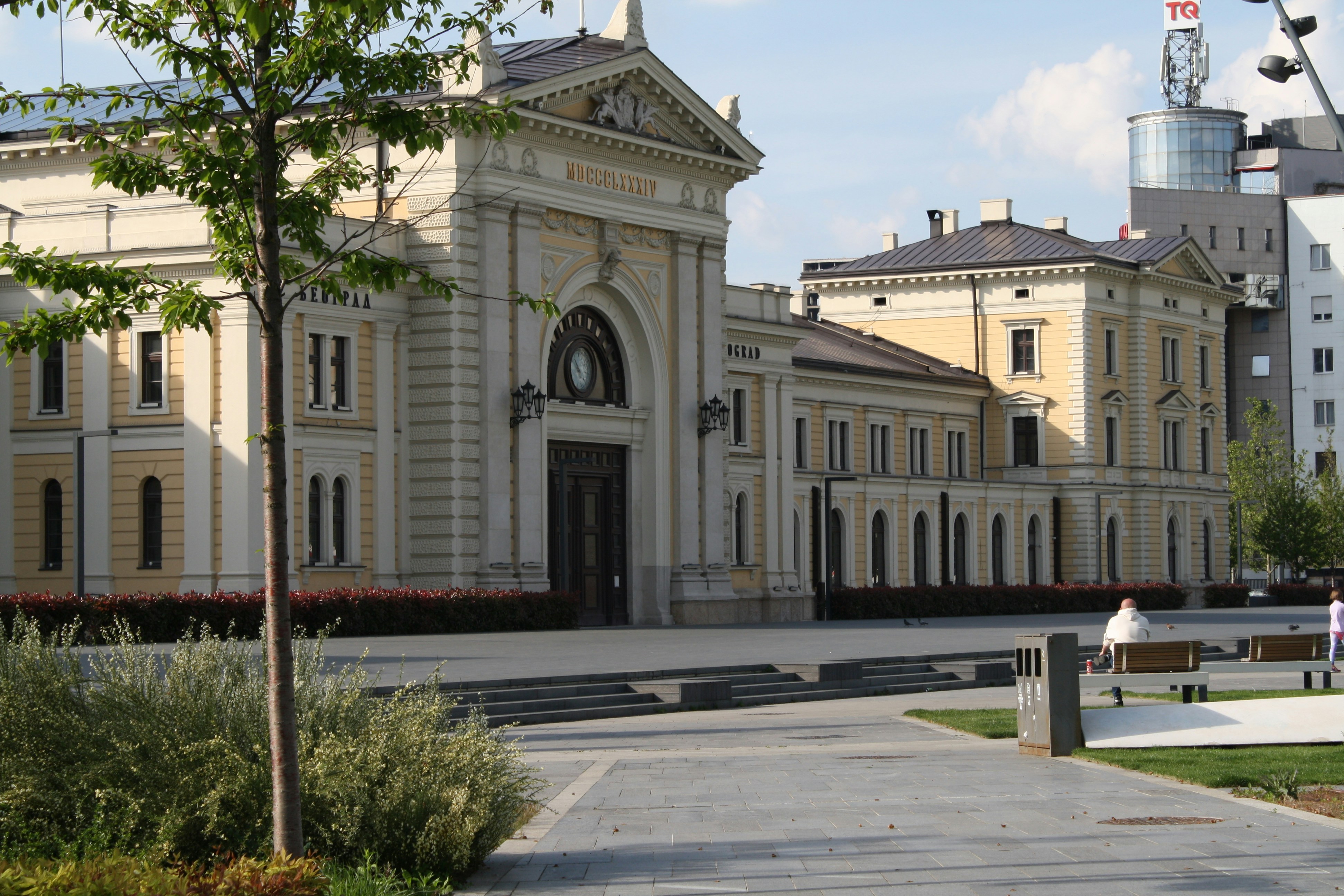 a large building with a clock tower on top of it