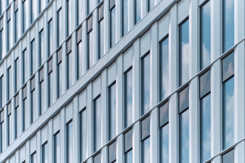 a close up of a building with many windows