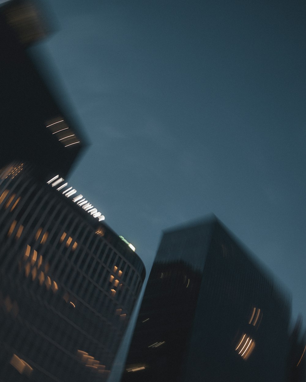 a blurry photo of a building at night