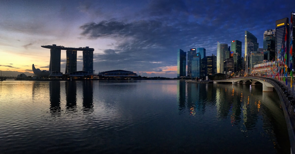 Modern financial district skyline