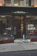 Elegant ice cream bar with custom furniture and inviting atmosphere