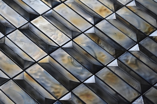 A close-up of a glossy epoxy floor with intricate patterns.
