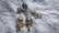Elegant earrings made of fine lace tatting displayed against a soft cream fabric.