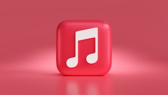 a red square with a musical note on it