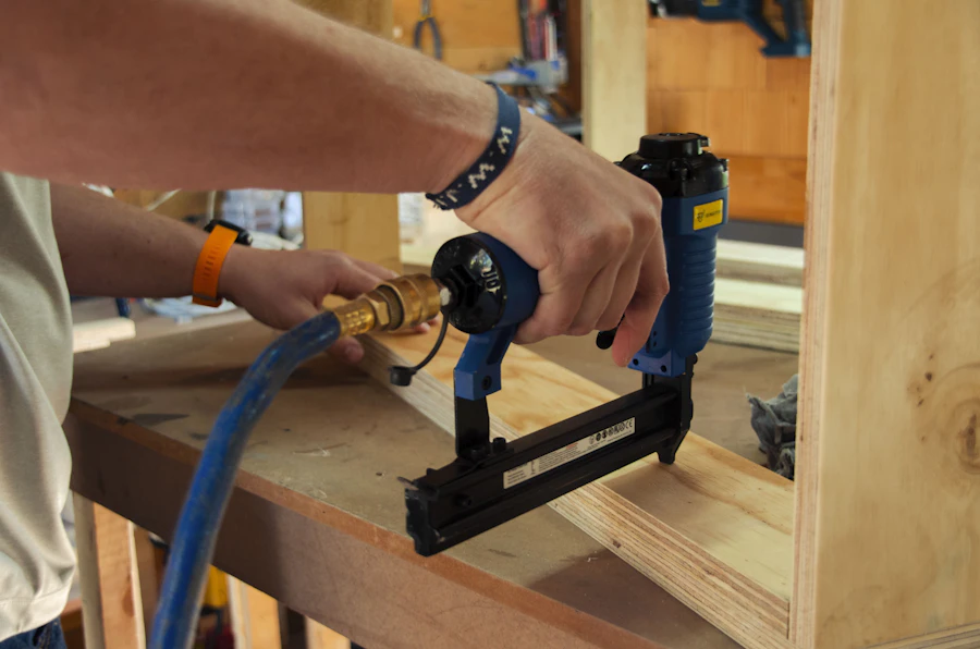 Power drill used on a piece of timber