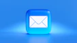 a blue button with a white envelope on it