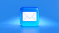 a blue button with a white envelope on it