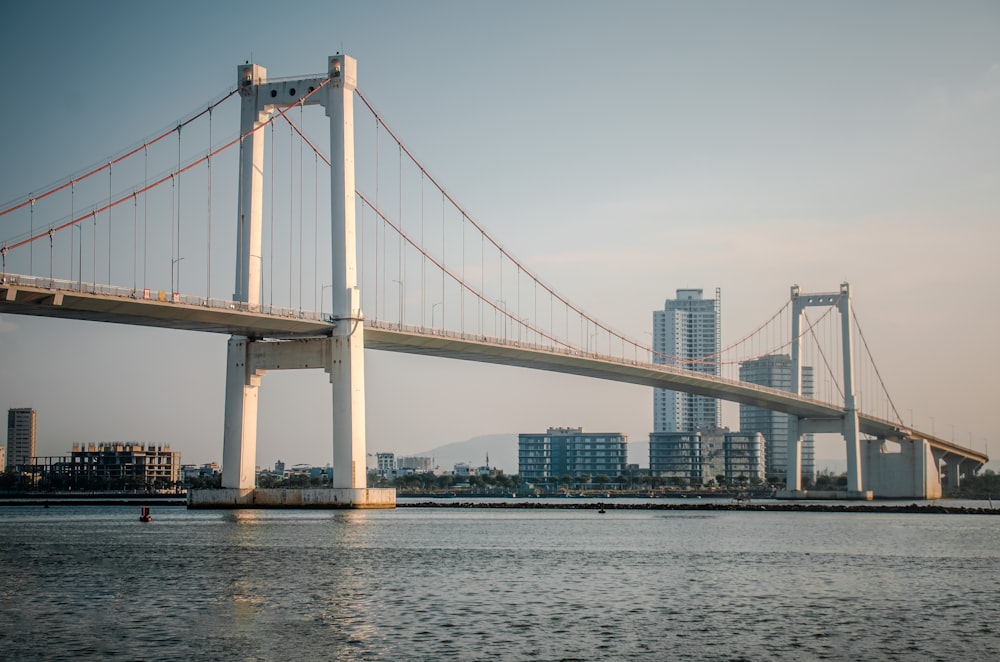 a large bridge spanning over a large body of water