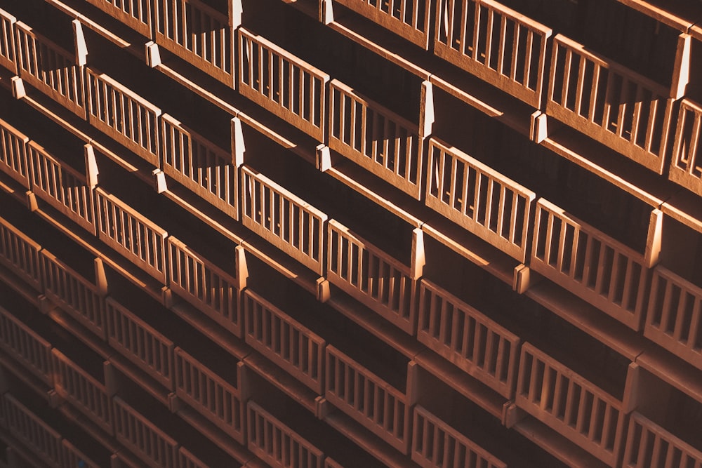 a close up of a wall made of wooden slats