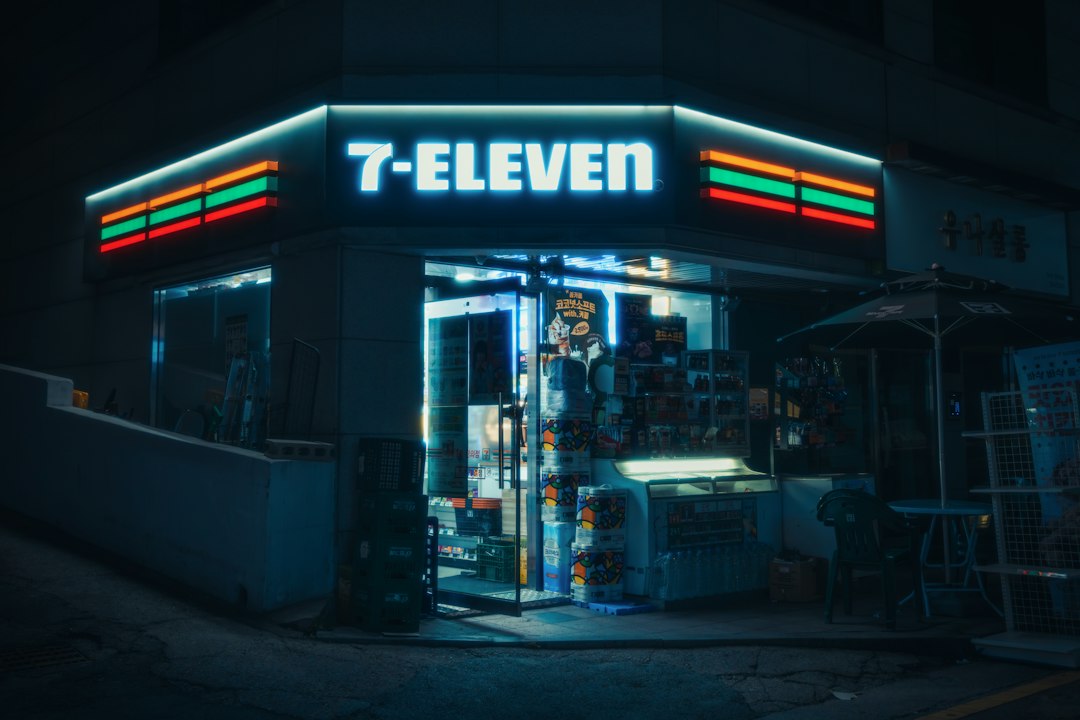 a 7 eleven store lit up at night, YouTube.com/@DreySantesson -- 7-ELEVEN