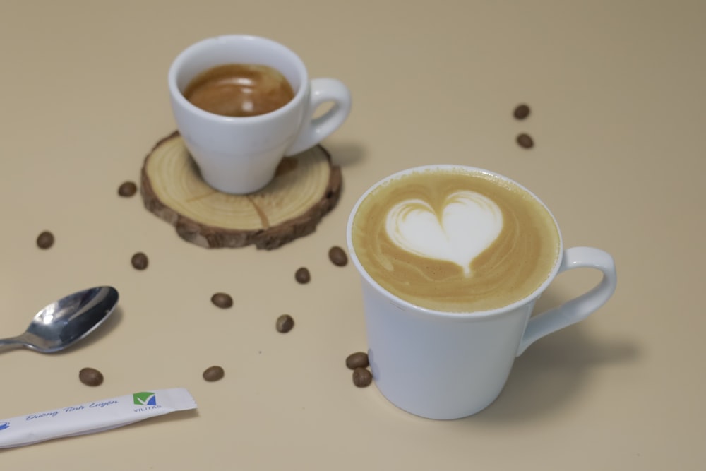 a cup of coffee and a spoon on a table