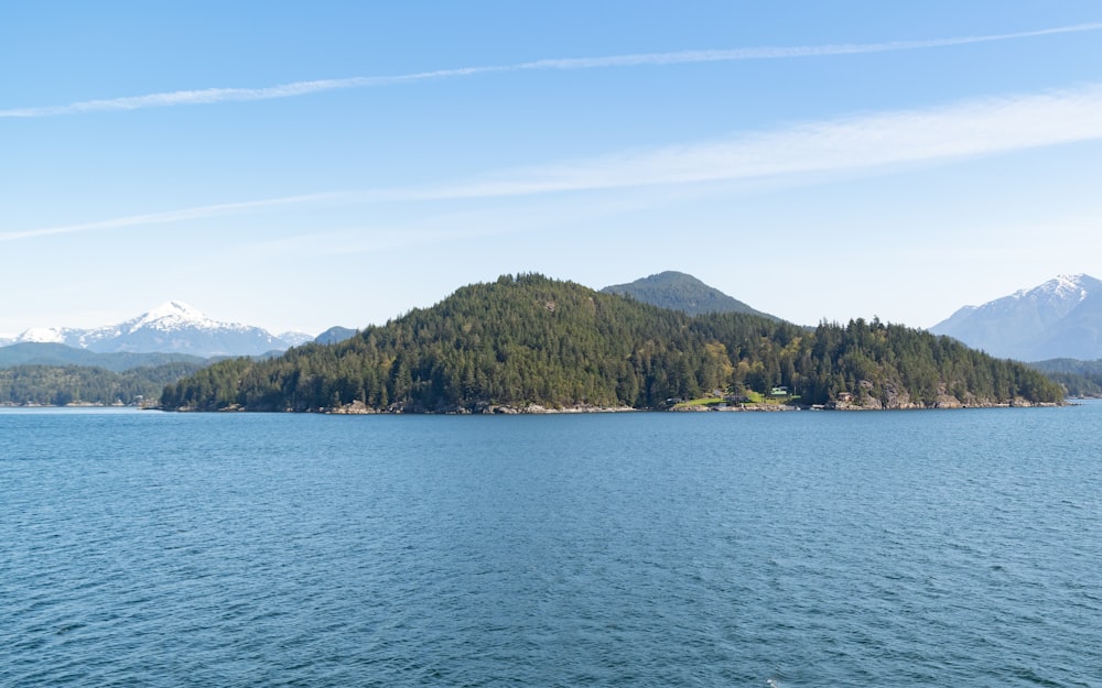 a large body of water surrounded by mountains