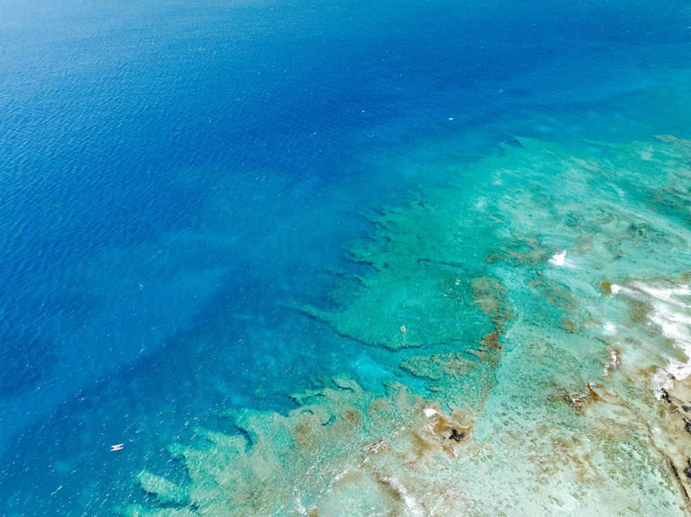 an aerial view of a body of water