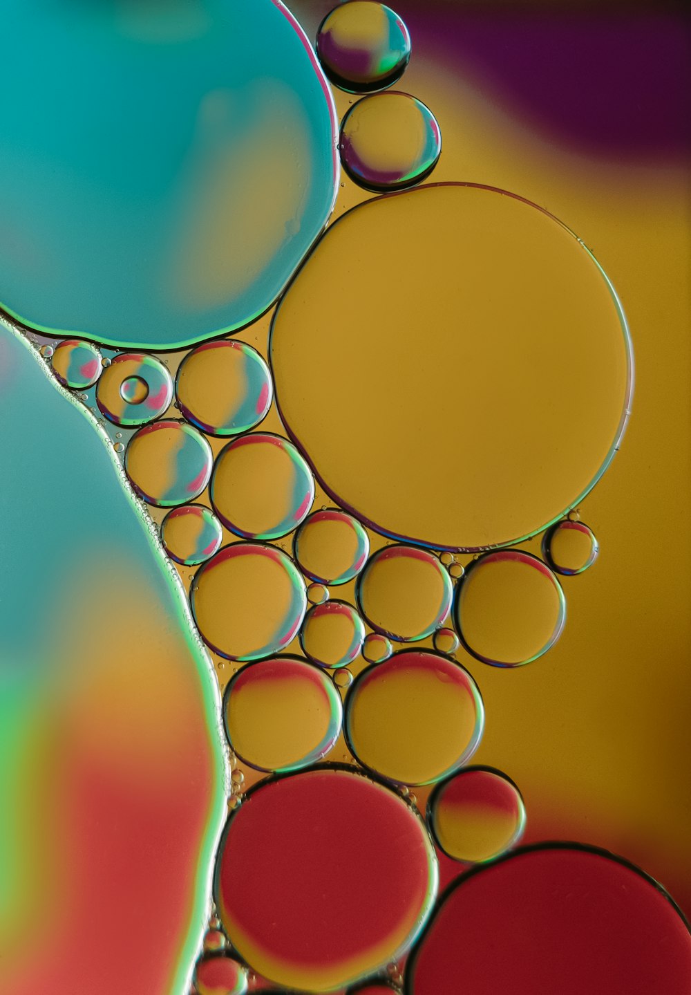 a close up of a cell phone with bubbles