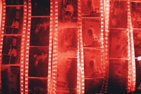 Tira de filme negativa com quadros visíveis.