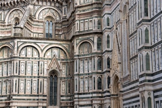 Close-up of marble and ceramic finishing on building facade