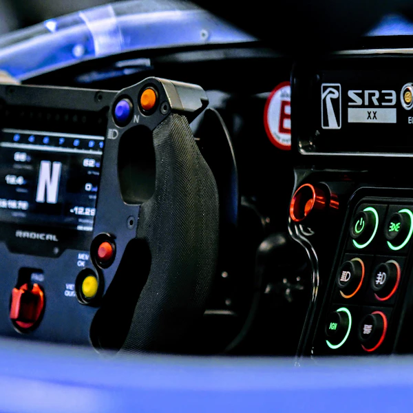 F1 steering wheel close-up
