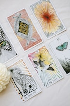 a bunch of cards that are on a table