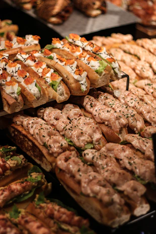 a bunch of food that is on a table