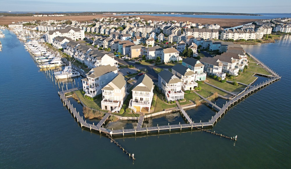 a large body of water with a bunch of houses on it
