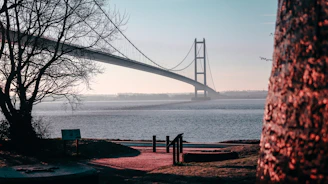 a view of a bridge over a body of water