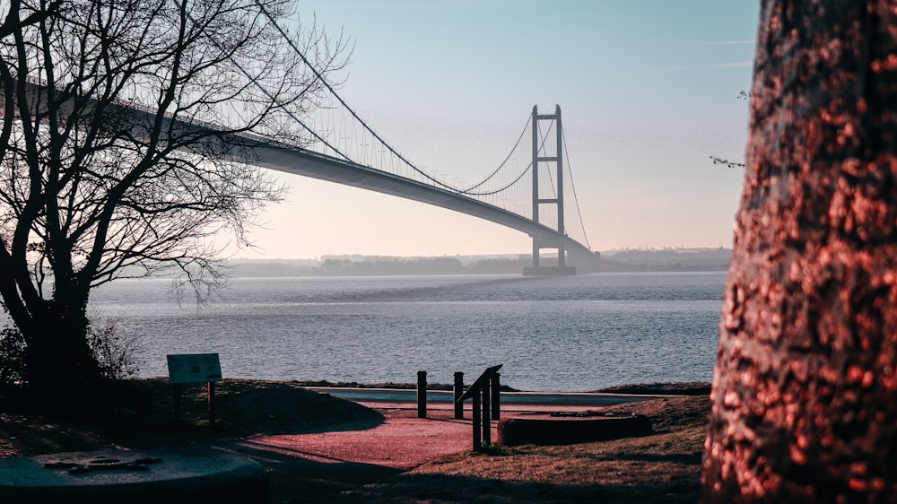 una vista di un ponte su uno specchio d'acqua