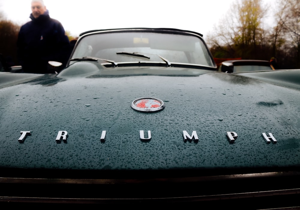 a close up of a car with the word triumph on it