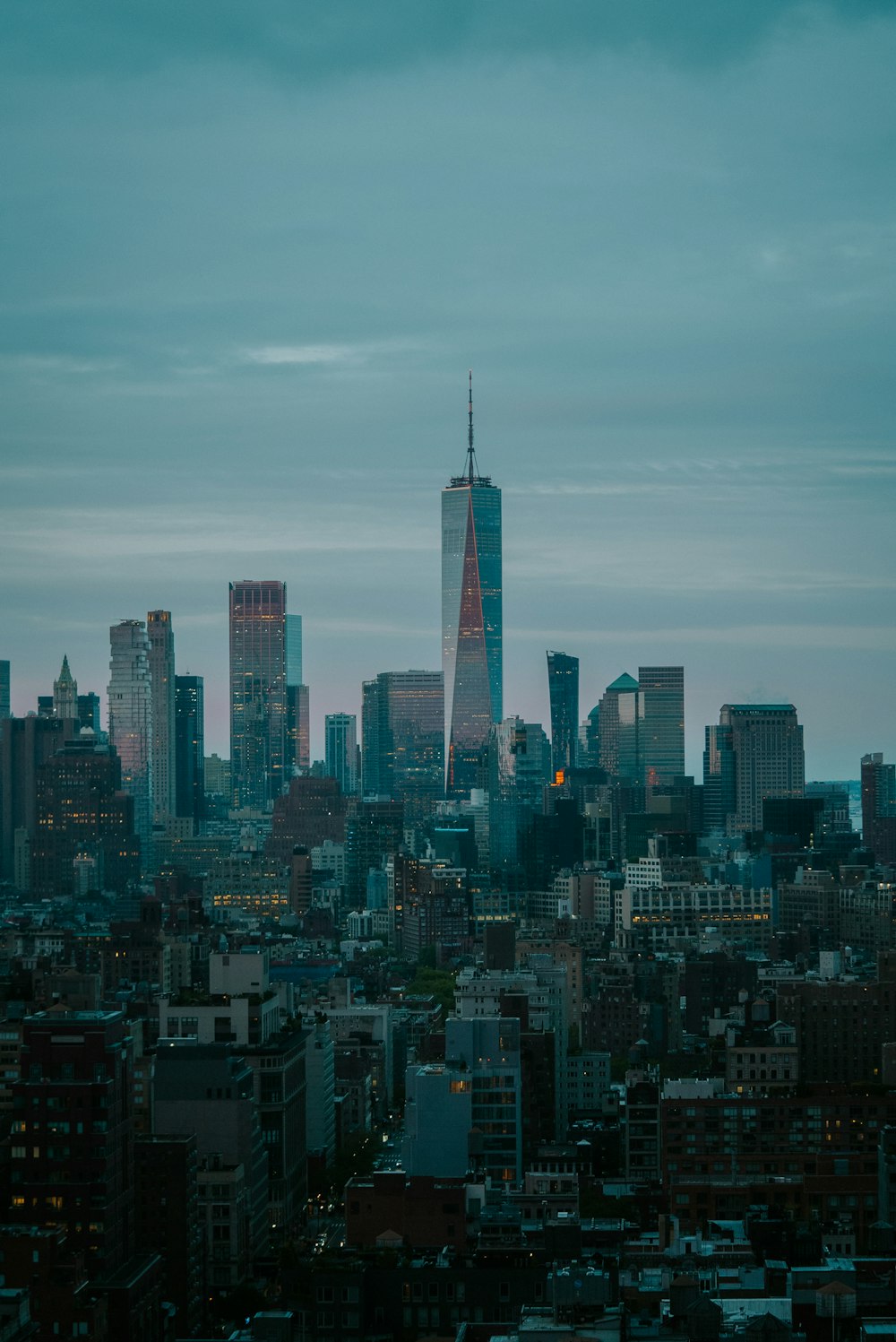 a view of a city with tall buildings