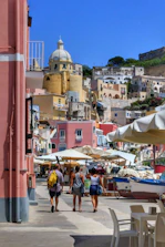 A retro-inspired seaside town map with colorful icons marking local attractions.