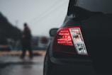 a close up of the tail lights of a car