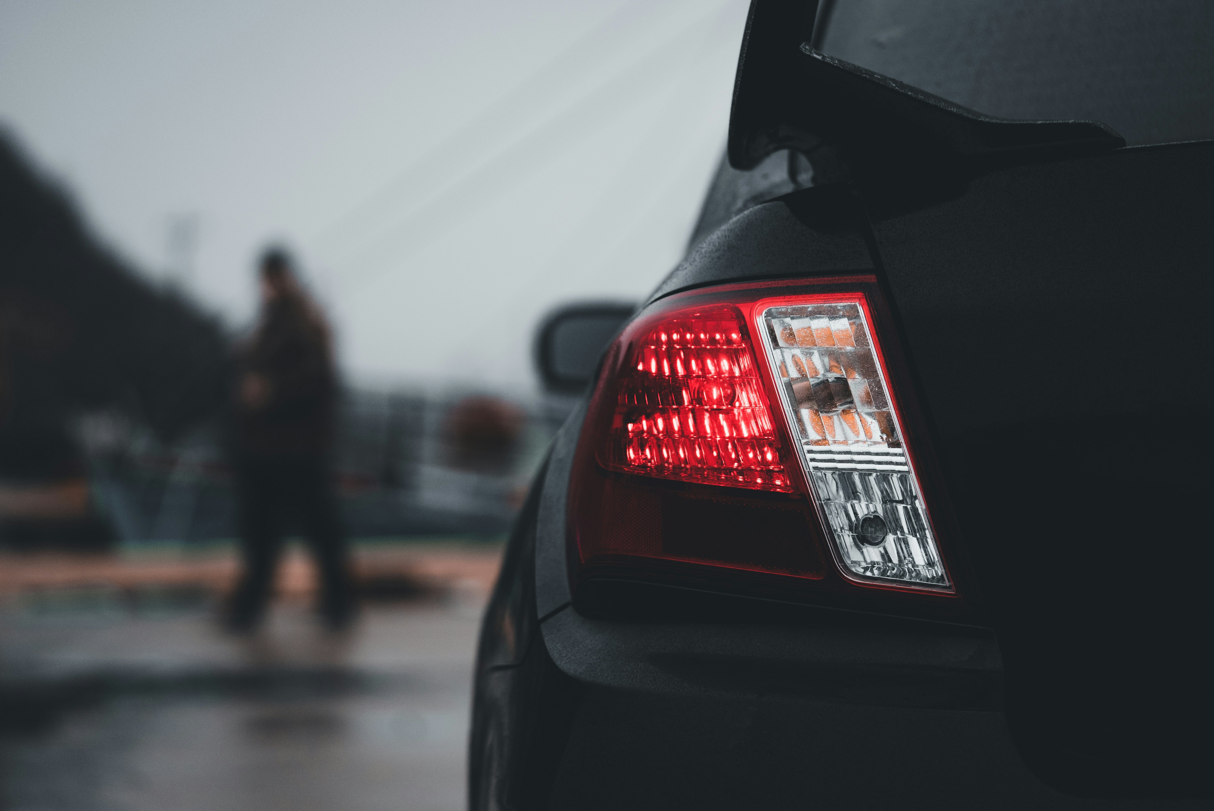 a close up of the tail lights of a car