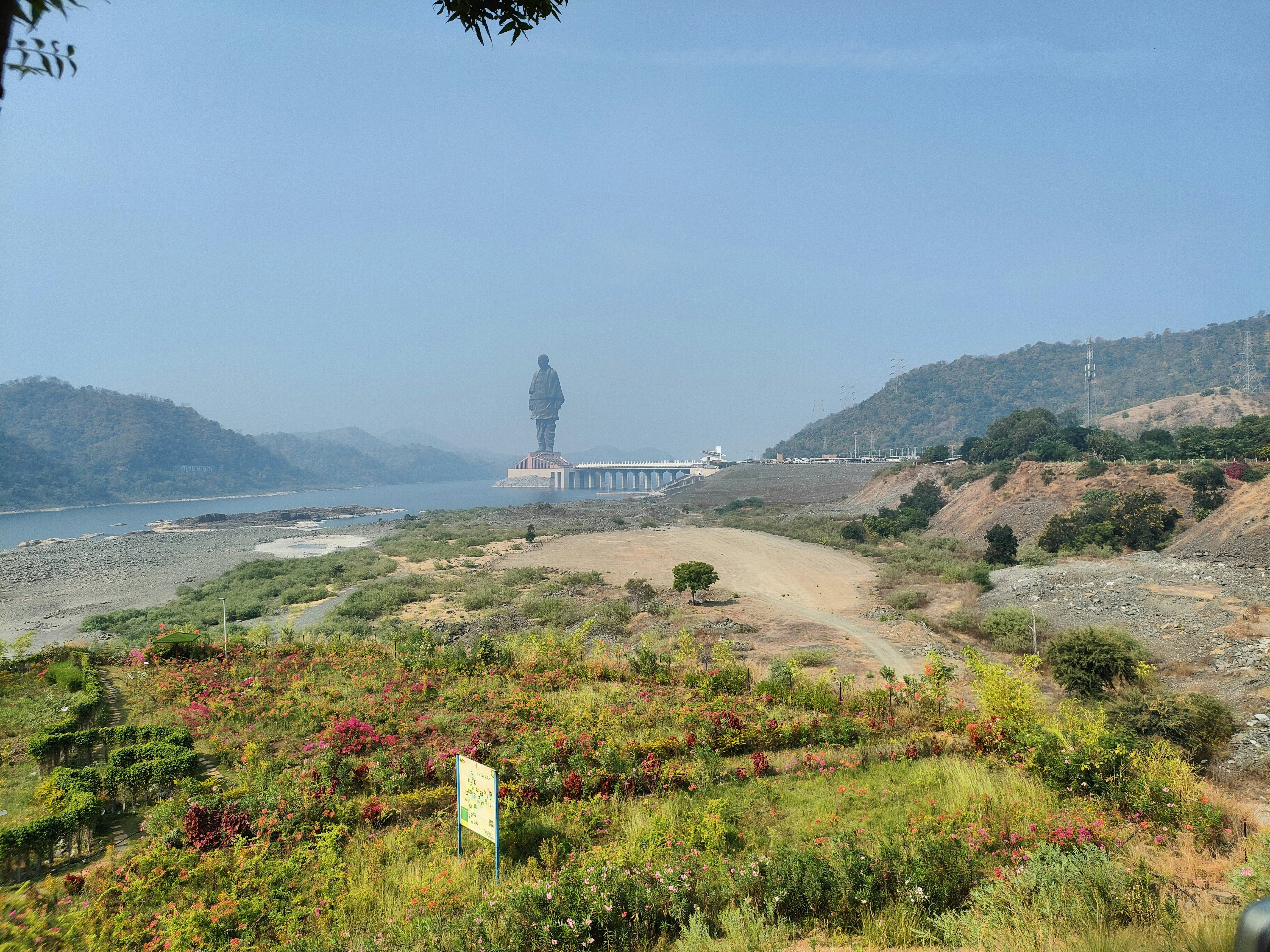 Statue of Unity towering monument of Sardar Patel with Narmada river view
