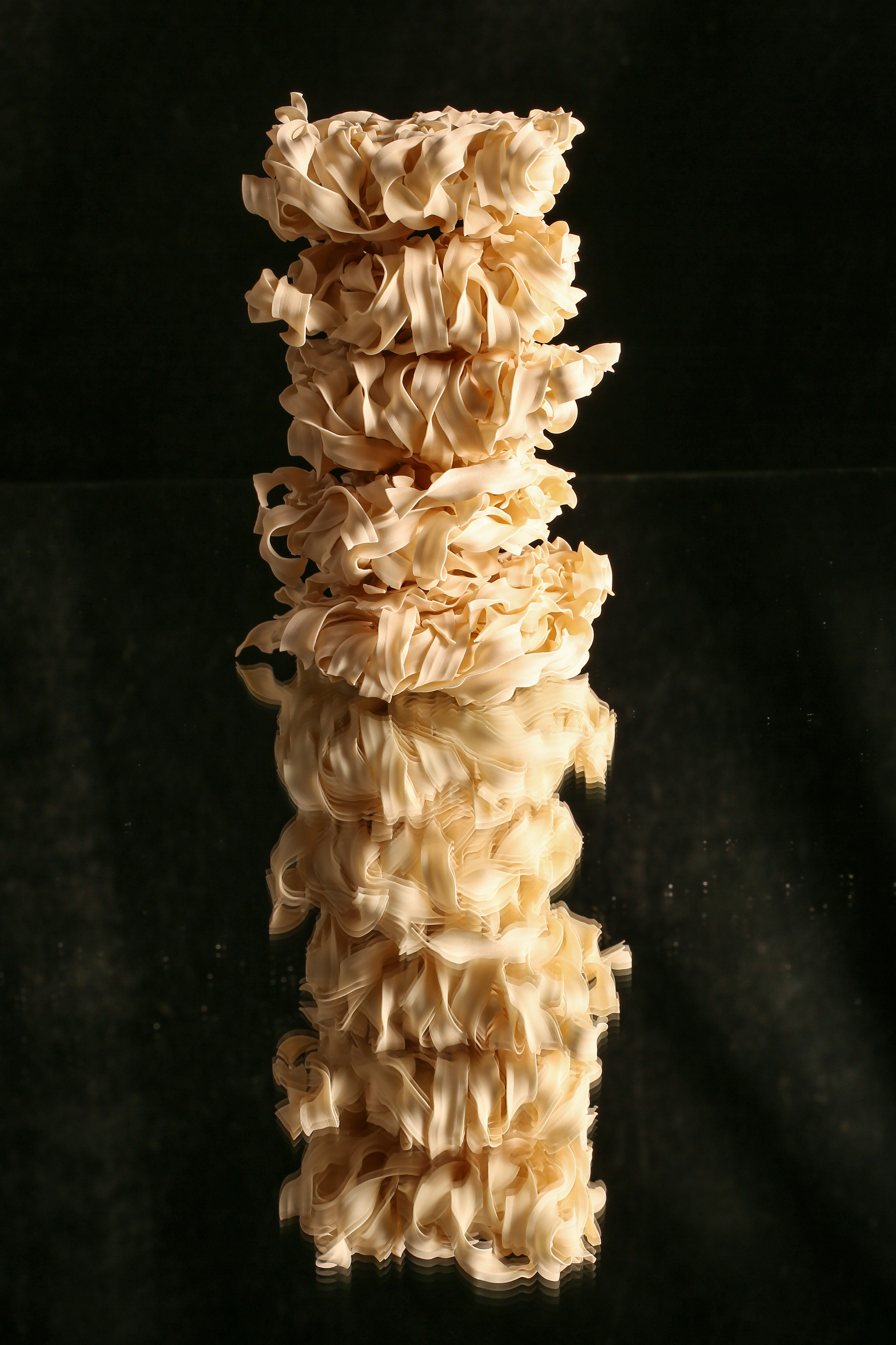 a pile of noodles sitting on top of a table