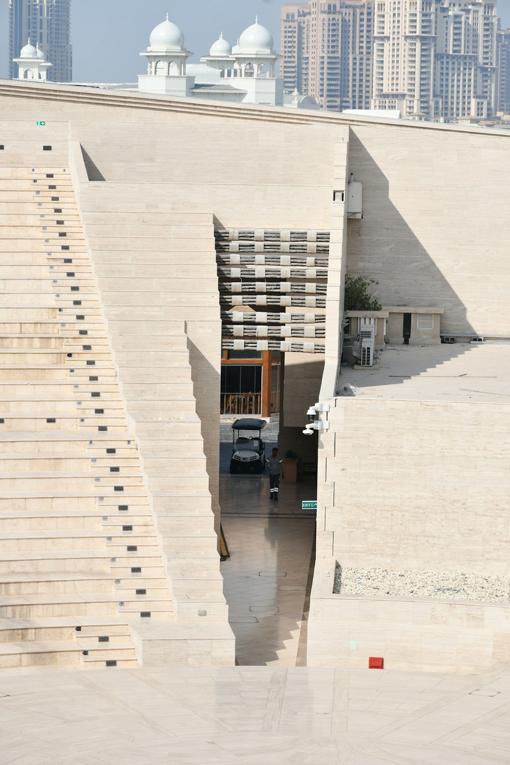 a car is parked in front of a building