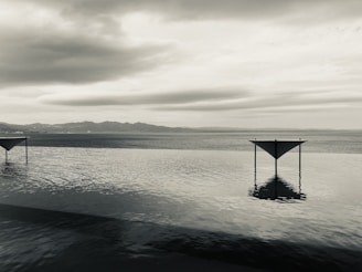 A serene landscape with geometric shapes subtly integrated into nature.