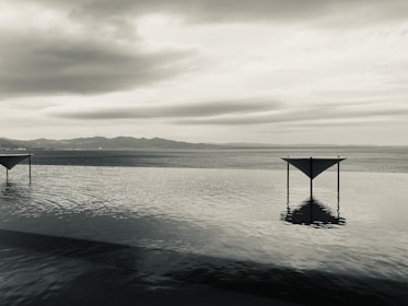A serene landscape with geometric shapes subtly integrated into nature.