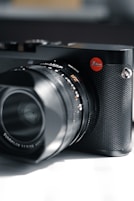 a close up of a camera on a table