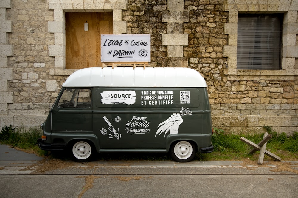 a van parked on the side of the road