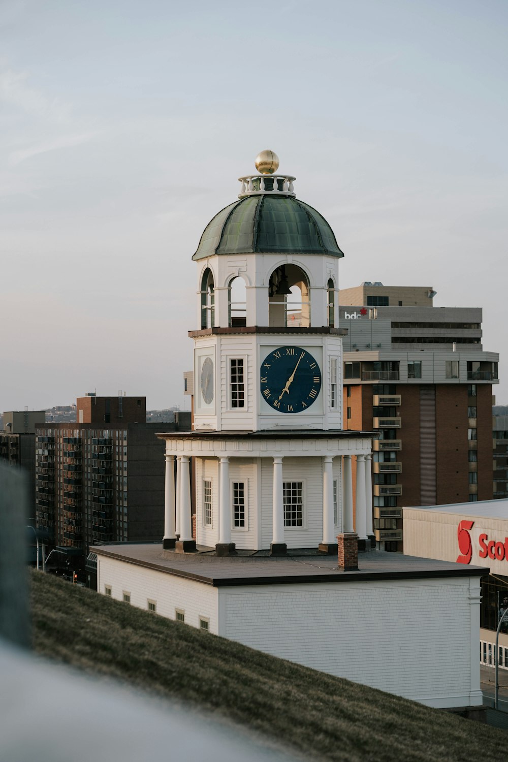 a clock tower on top of a building